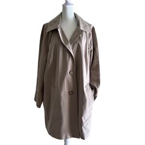 London Fog Trench Coat Single Breasted Womens Khaki SZ1L Plaid Liner Classic